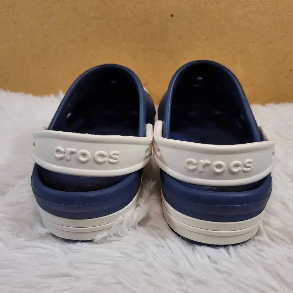 Crocs Unisex Kids Juniors Navy Blue Oyster Clogs Croslite Slip-On Shoes Size J1